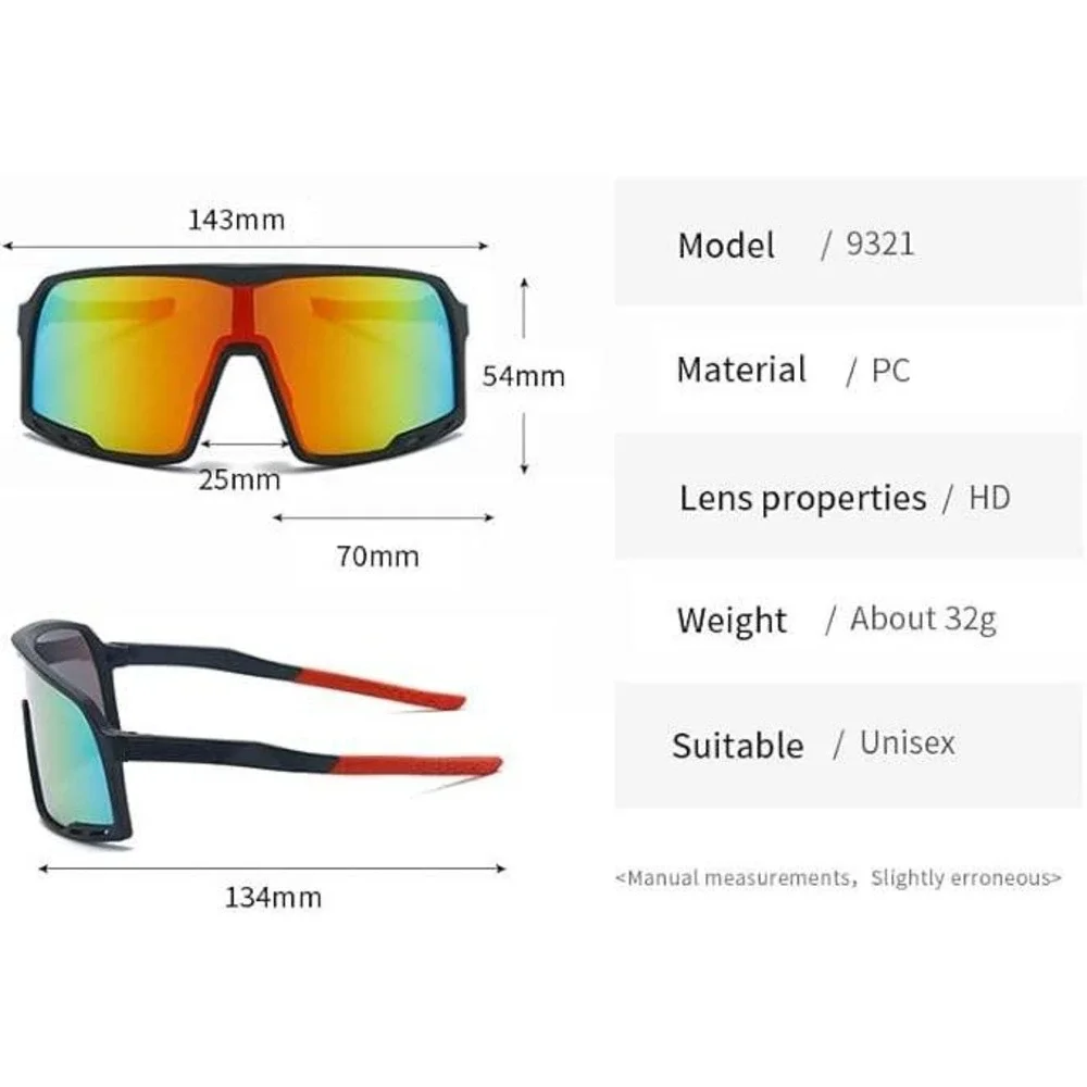 OVERSIZED Sports Shield Goggles Men's Women Outdoor Cycling Windproof Lentes New